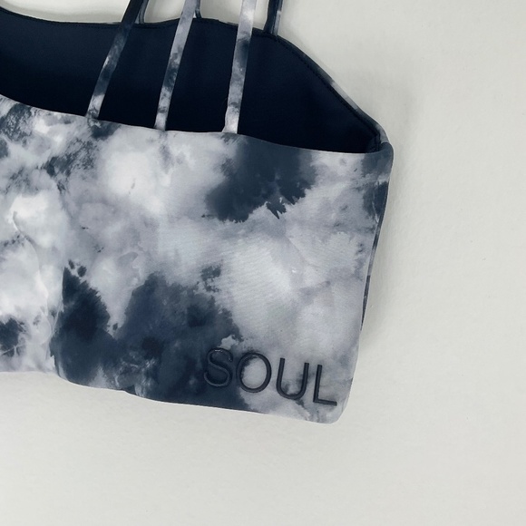 soul by soulcycle tye dye one shoulder sports bra | size S | Navy + White - Picture 11 of 16